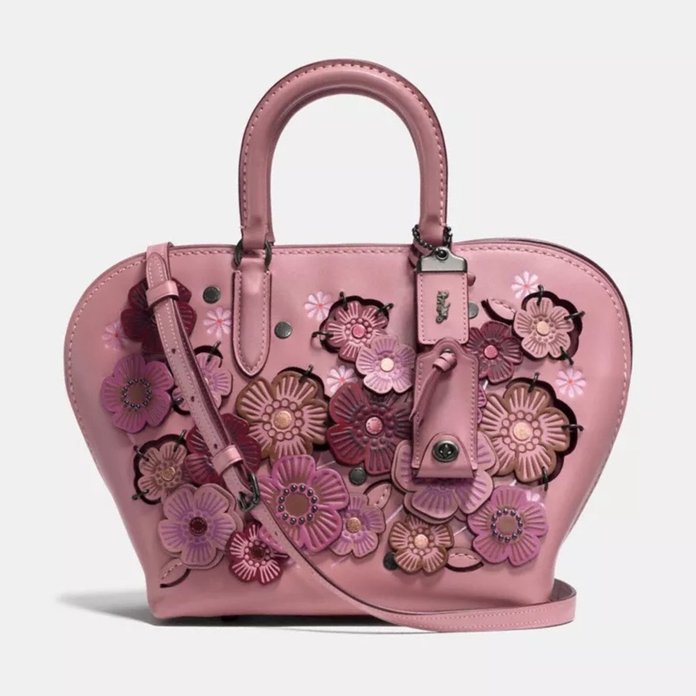 COACH Dakotah Satchel 22 Bag With Linked Tea Rose